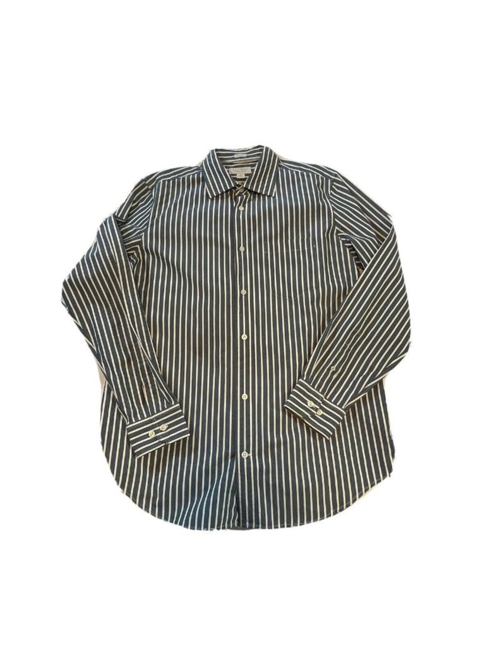 Banana Republic Classic Fit Button Down Shirt Medium Blue Strip Crisp Cotton - Picture 3 of 14
